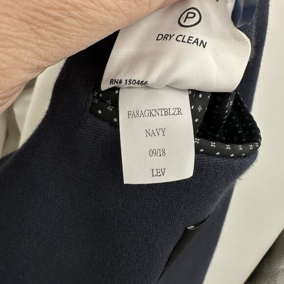 01.ALGO jacket blazer sport coat knit stretch two button unlined navy blue M - Picture 9 of 10